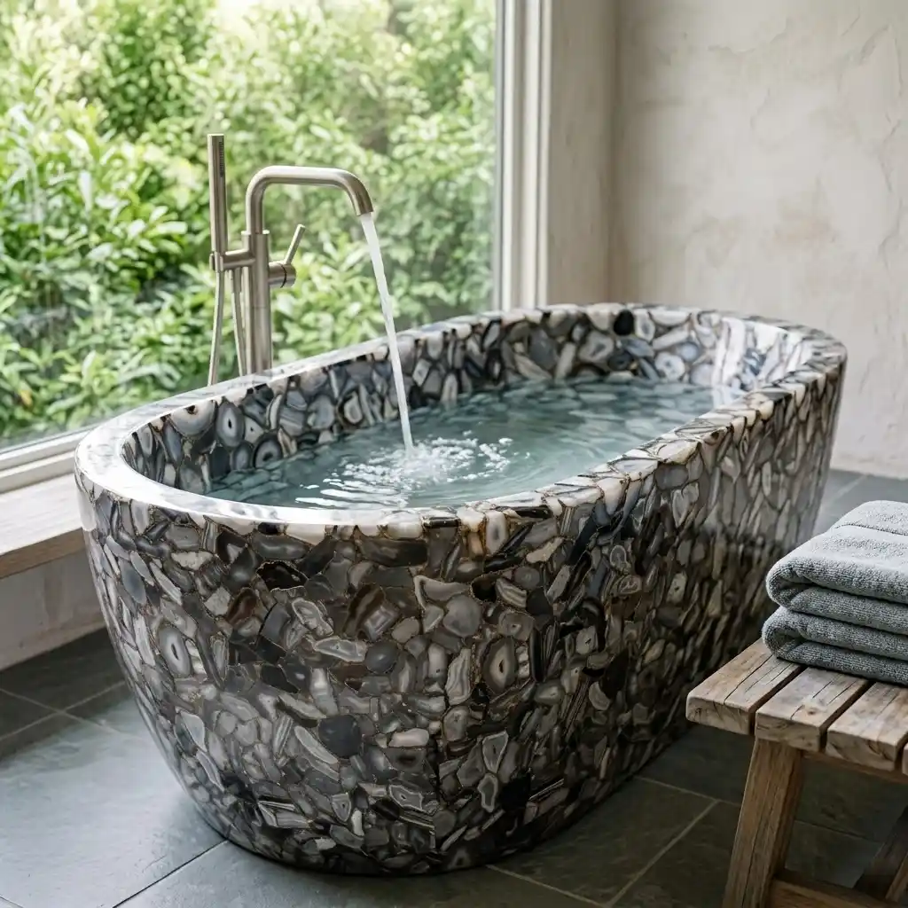 gray agate bathtub by subh gem stone