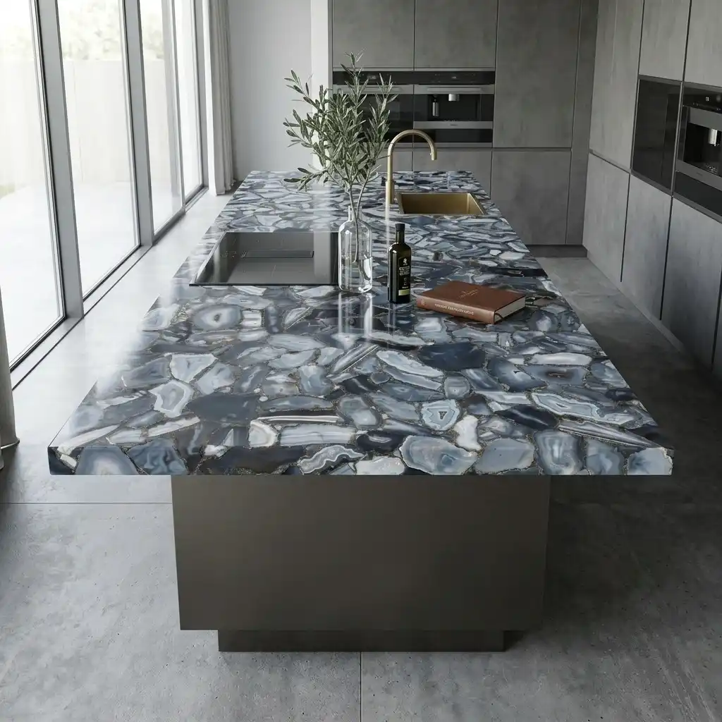 gray agate kitchen island by subh gem stones