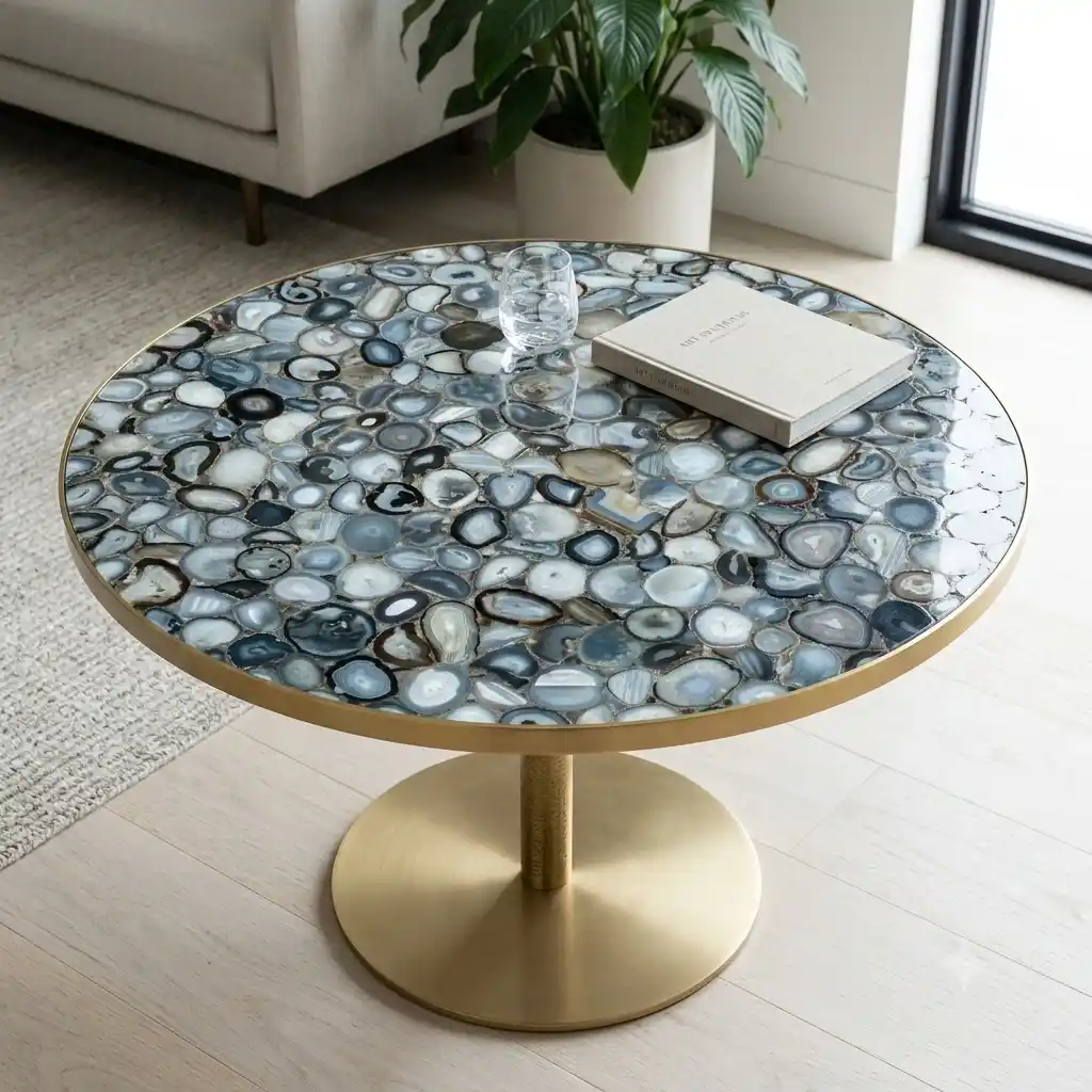 gray agate table top by subh gem stone