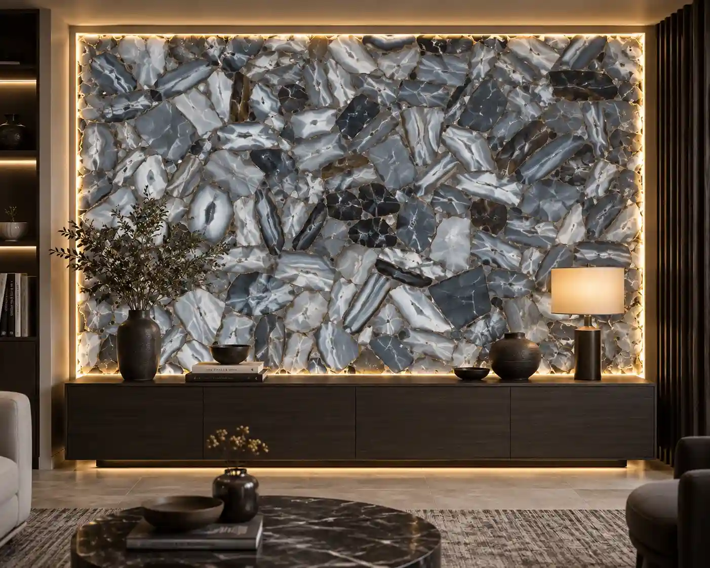 gray agte wall highlighter by subh gem stone