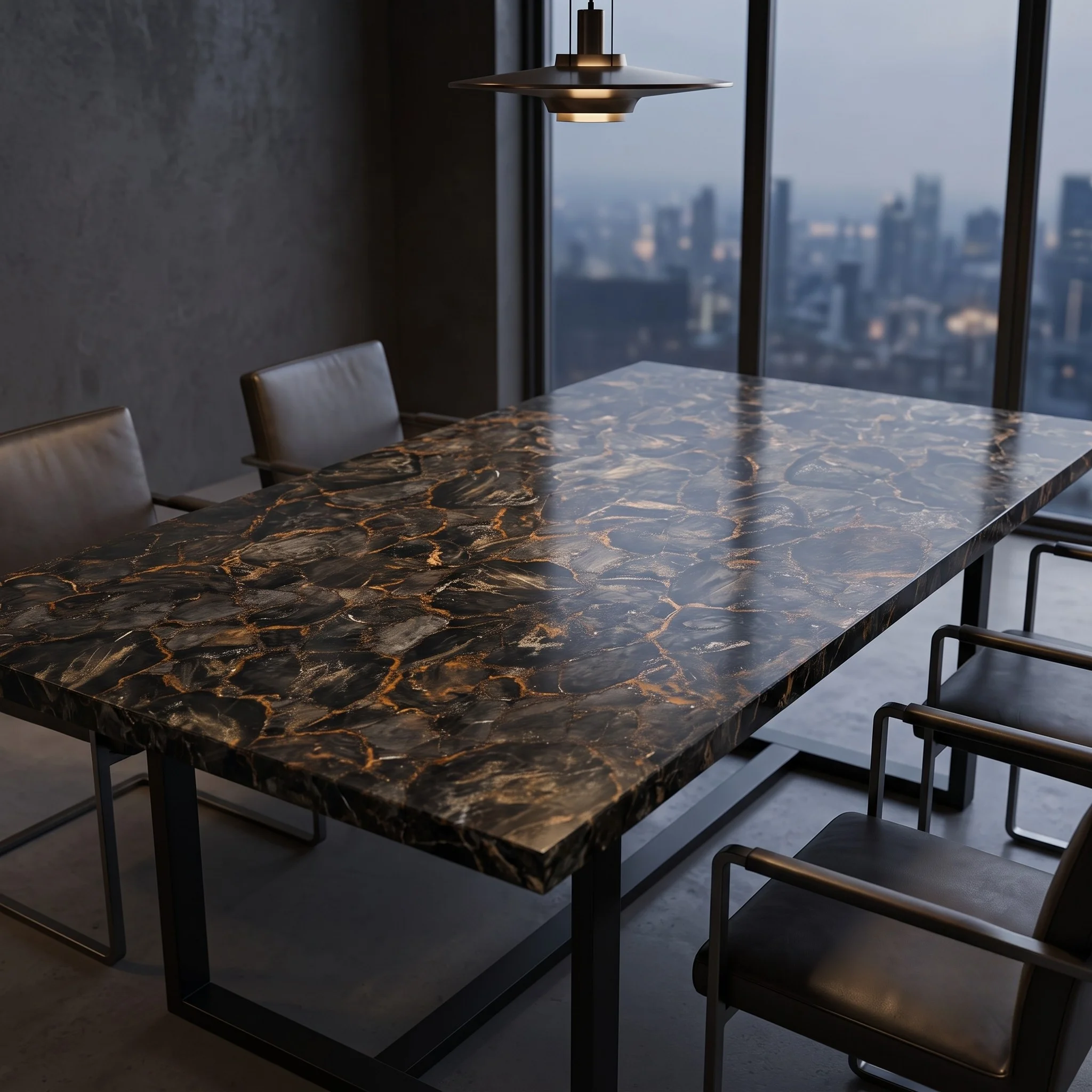 Black Petrified Wood Dining Table