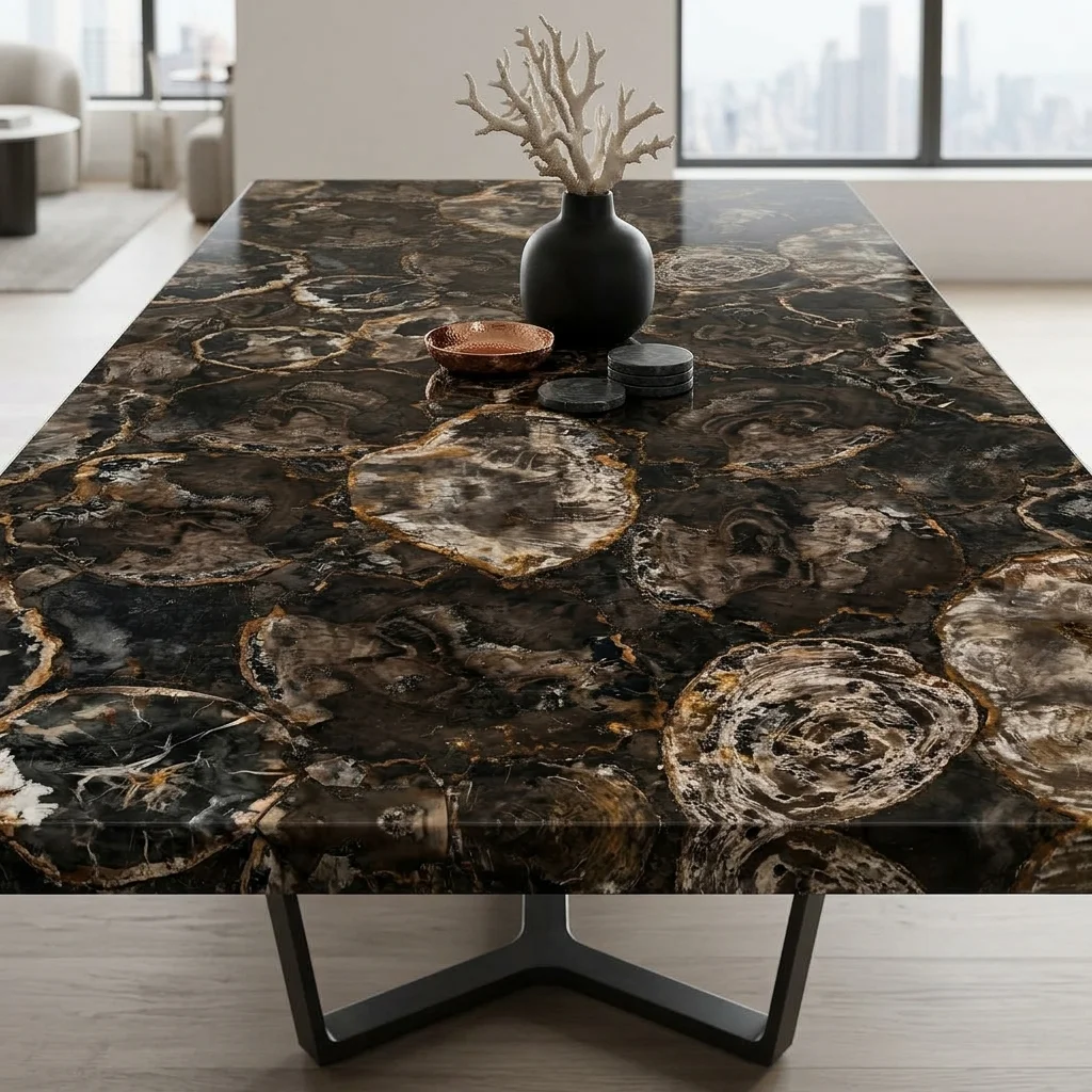 Black Petrified Wood Table Top